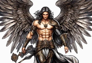Michael the Archangel with ophanim tattoo idea