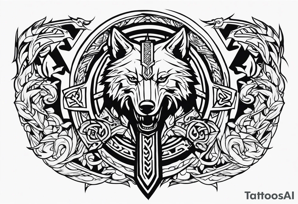 Sword shield dragon Valhalla valknut bear wolf tattoo idea