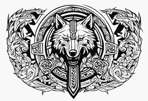 Sword shield dragon Valhalla valknut bear wolf tattoo idea