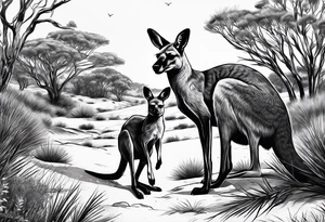 Outback, a kangaroo, a dingo and an emu. tattoo idea