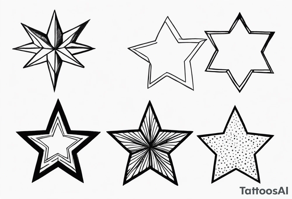 Five artistic stars two big three small tattoo idea