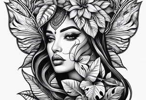 Alocasia zebrina and mother ayahuasca tattoo idea