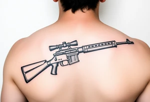 Rifle with the last name ochoa inside of it tattoo idea