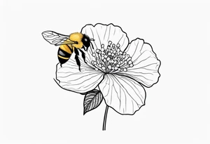 Hydrangea flower with a small bee, small tattoo idea