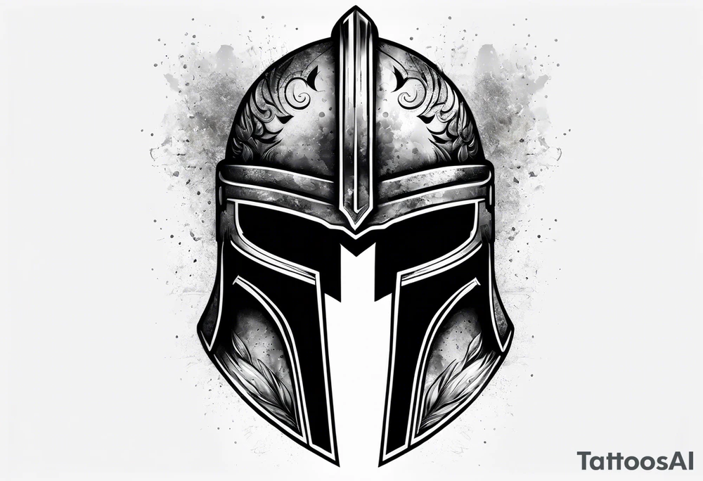 Spartan helmet with mist around tattoo idea