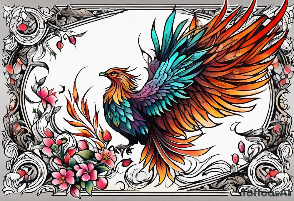 Phoenix flower tattoo idea