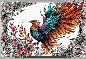 Phoenix flower tattoo idea