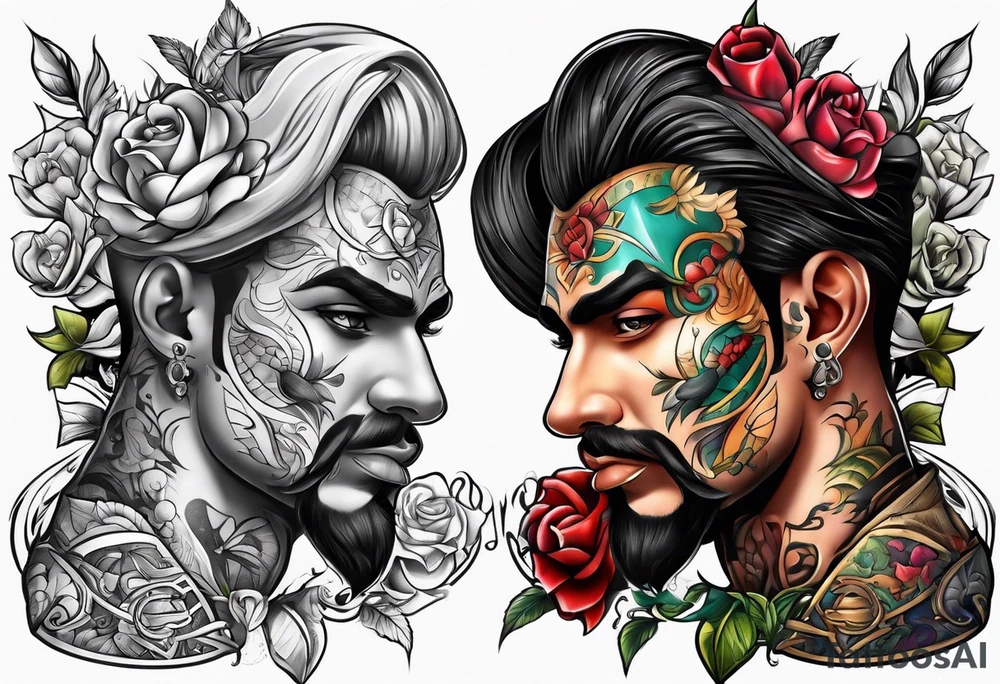 2 faced personality tattoo idea