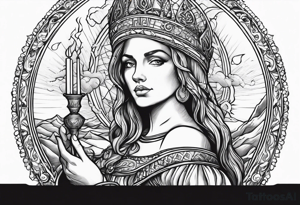 Saint Barbara
holding a chalice with lightning tattoo idea