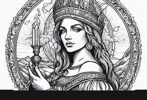 Saint Barbara
holding a chalice with lightning tattoo idea