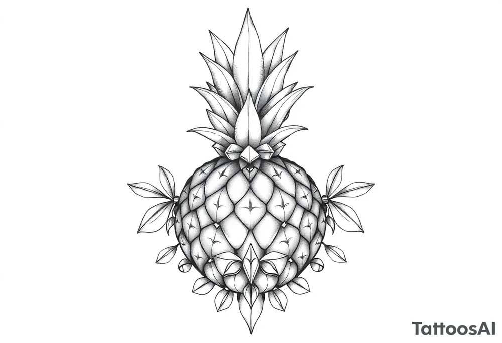 Bushy crown pineapple vagina, design to go over vagina , erotic vagina area design, anus to be at the bottom tattoo idea