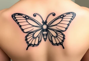 aries zodiac sign turned into a butterfly with the names terri and justo incorporated tattoo idea