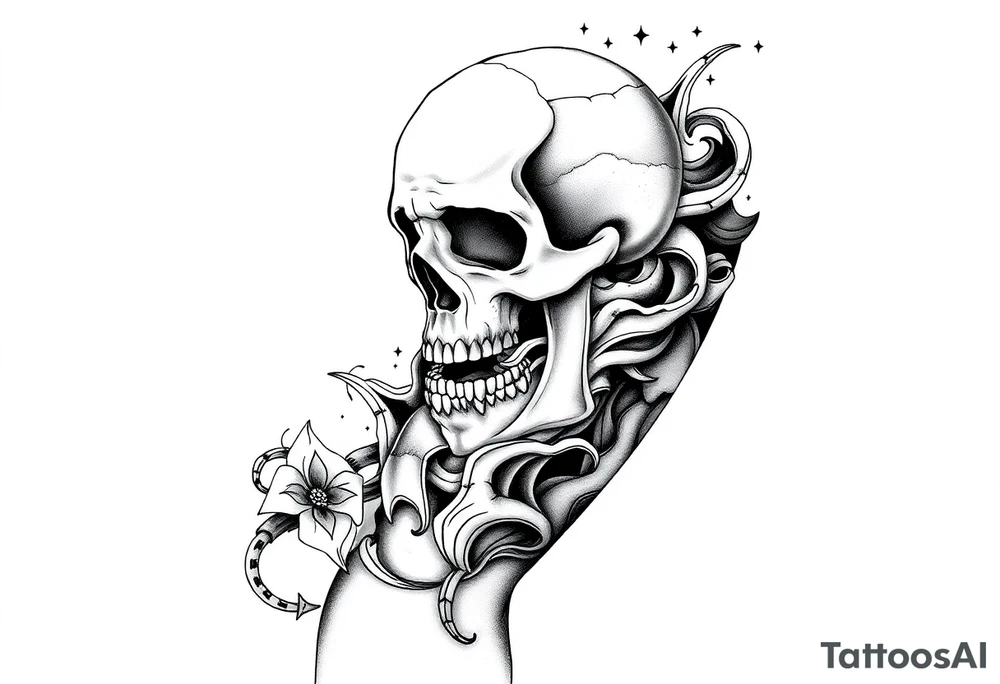 Death is painless half sleeve tattoo idea