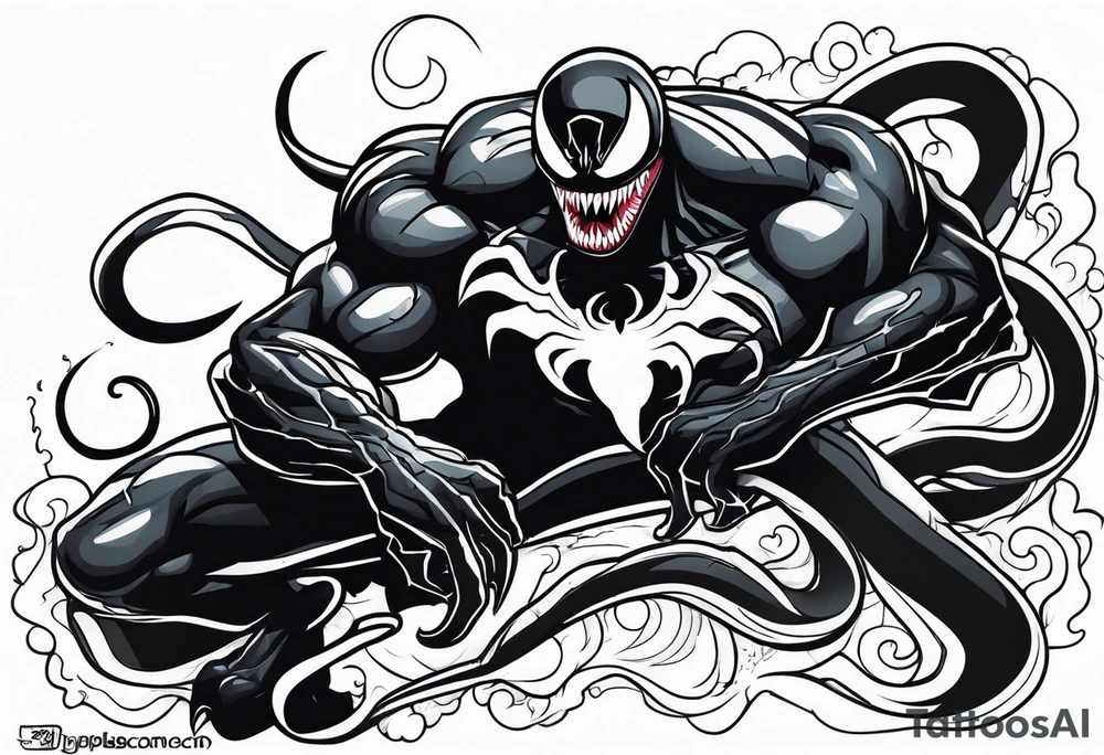 Comic character venom reclining tattoo idea