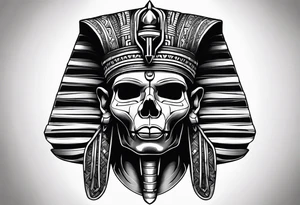 Black pharaoh skull realistic tattoo idea