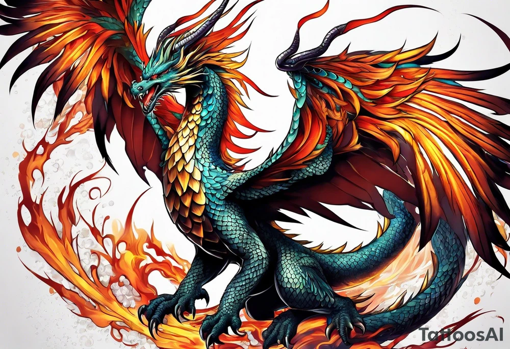 phoenix fighting dragon tattoo idea