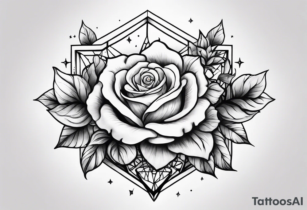Tesseract with roses and stars around it tattoo idea