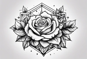 Tesseract with roses and stars around it tattoo idea