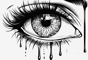 Realistic eye crying tears of tragedy death and betrayal tattoo idea