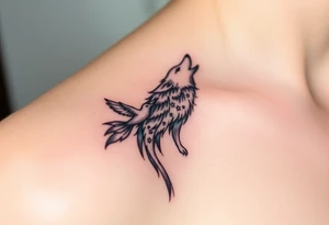 Wolf howling moon stars dove tattoo idea