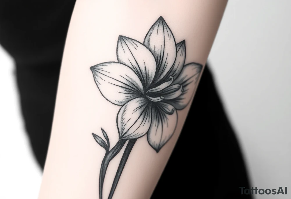 Narcissus flower on forearm tattoo idea