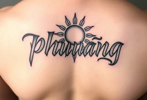Word "phuong" written with sun tattoo idea