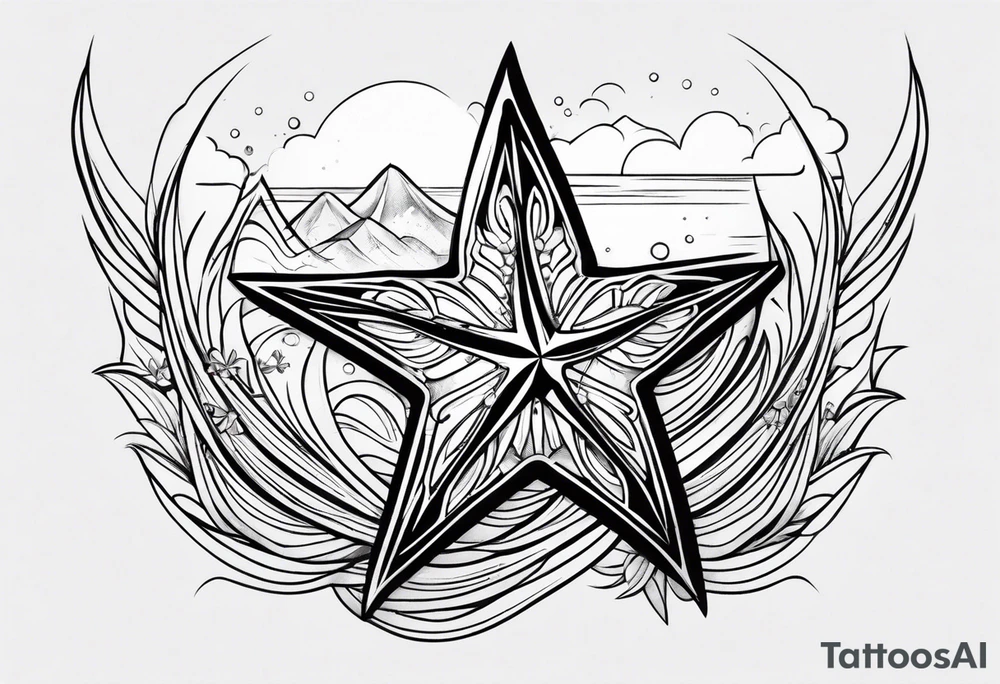 Wave arrow starfish tatto tattoo idea