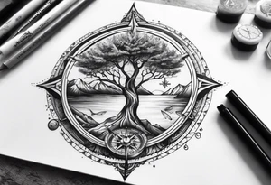 mountains sea 
music compass tree tattoo idea