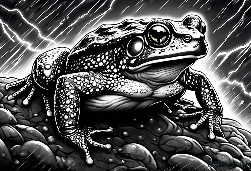 A toad in a thunderstorm tattoo idea