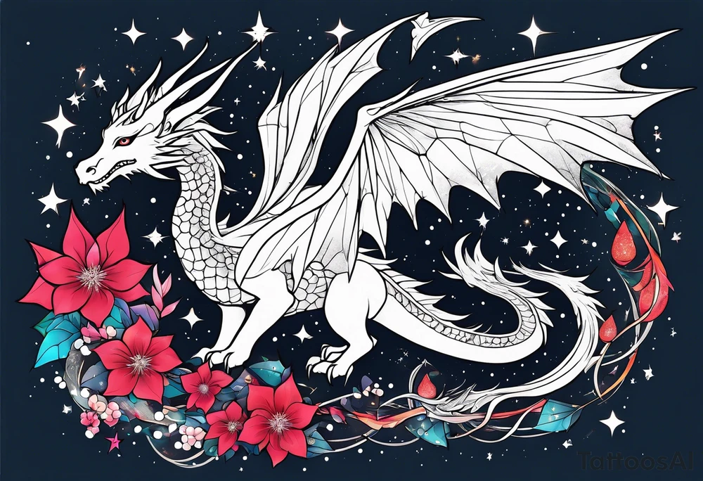 Constellation, wing , snow , cross , dragon japan kawaii tattoo idea