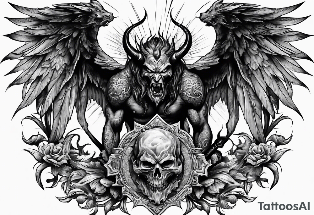 Devil fighting Angel tattoo idea