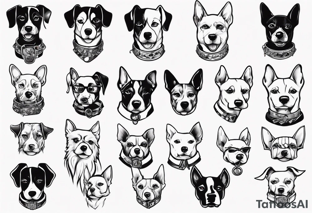 a dog with 12 collars tattoo idea