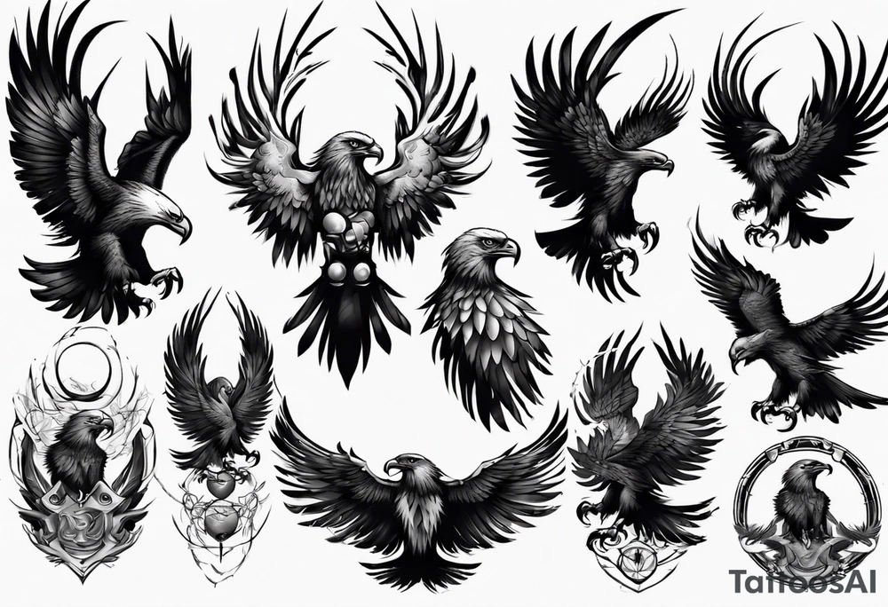 mystical dark eagle tattoo idea