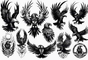 mystical dark eagle tattoo idea