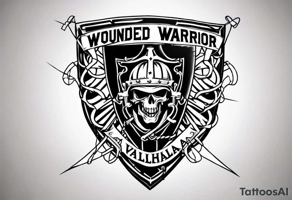 Wounded warrior valhalla shield barb wire prison tattoo idea
