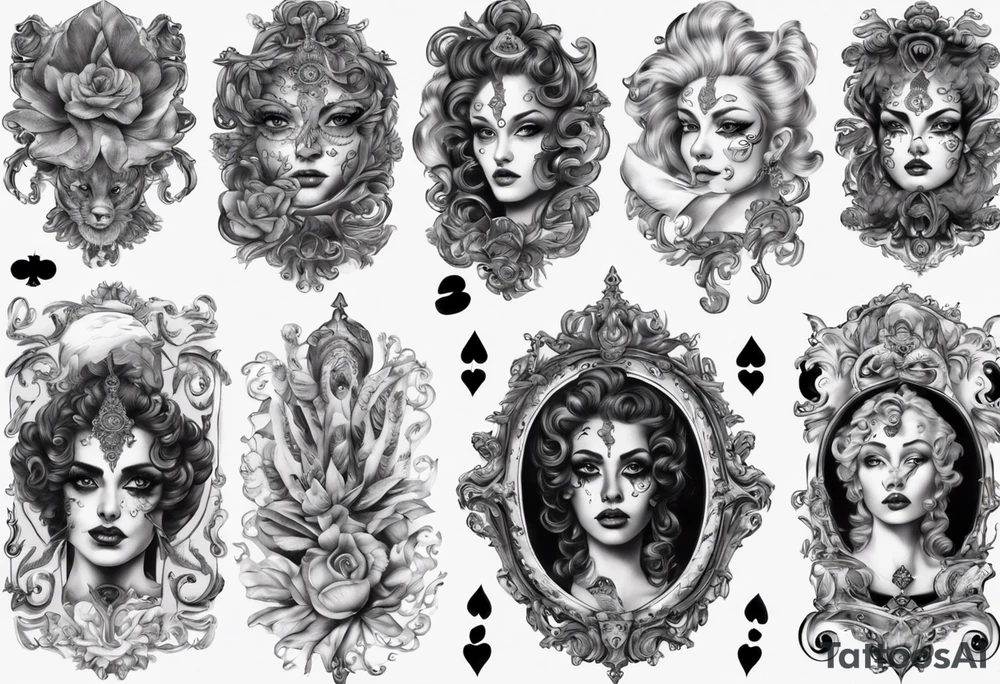 Baroque with card and eye tattoo idea