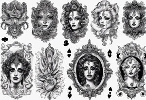 Baroque with card and eye tattoo idea