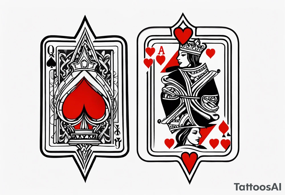3 pieces of king of spades and 1 queen of hearts tattoo idea