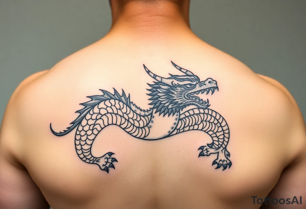 Tatuaje en espalda completa de la cabeza de un dragón demonio japones tattoo idea