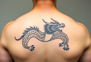 Tatuaje en espalda completa de la cabeza de un dragón demonio japones tattoo idea