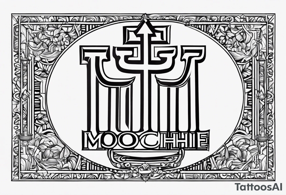 Draw the letters “Moochie” but put a menorah on top the I tattoo idea