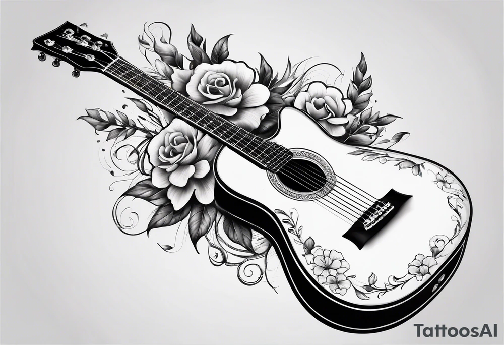 Guitar with flowers growing off the side tattoo idea