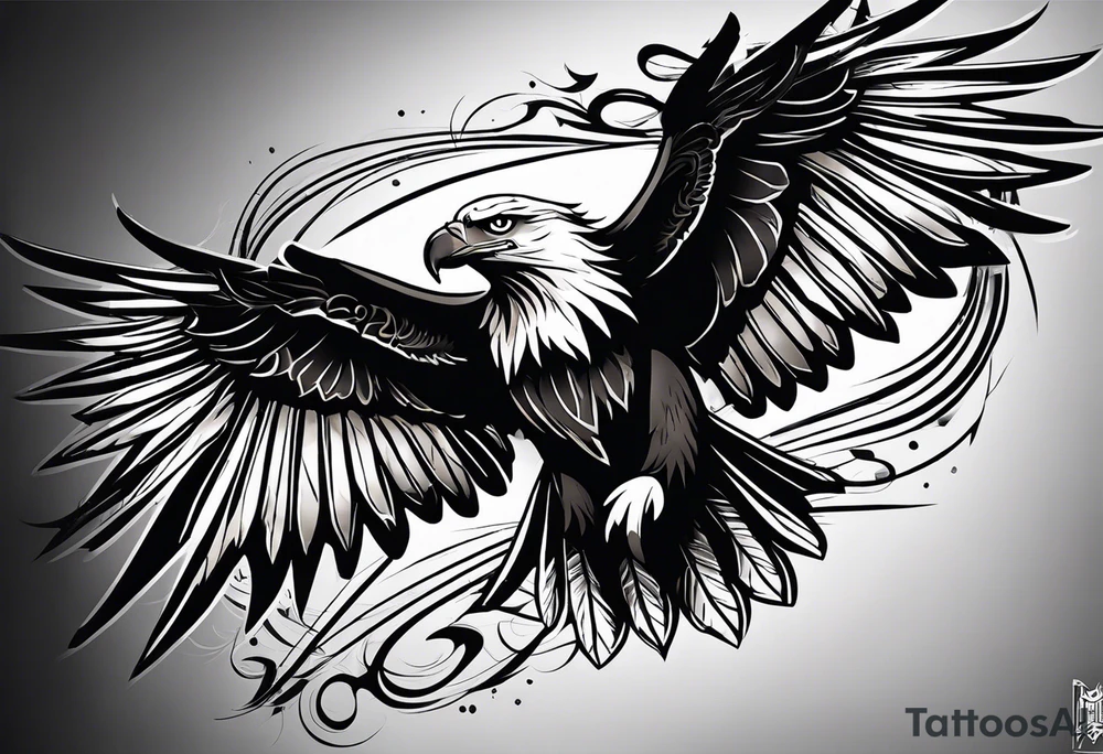 Eagle Wing tattoo with wording Momento Mori. Tattoo should not be too dark or too Light. Balanced tattoo idea