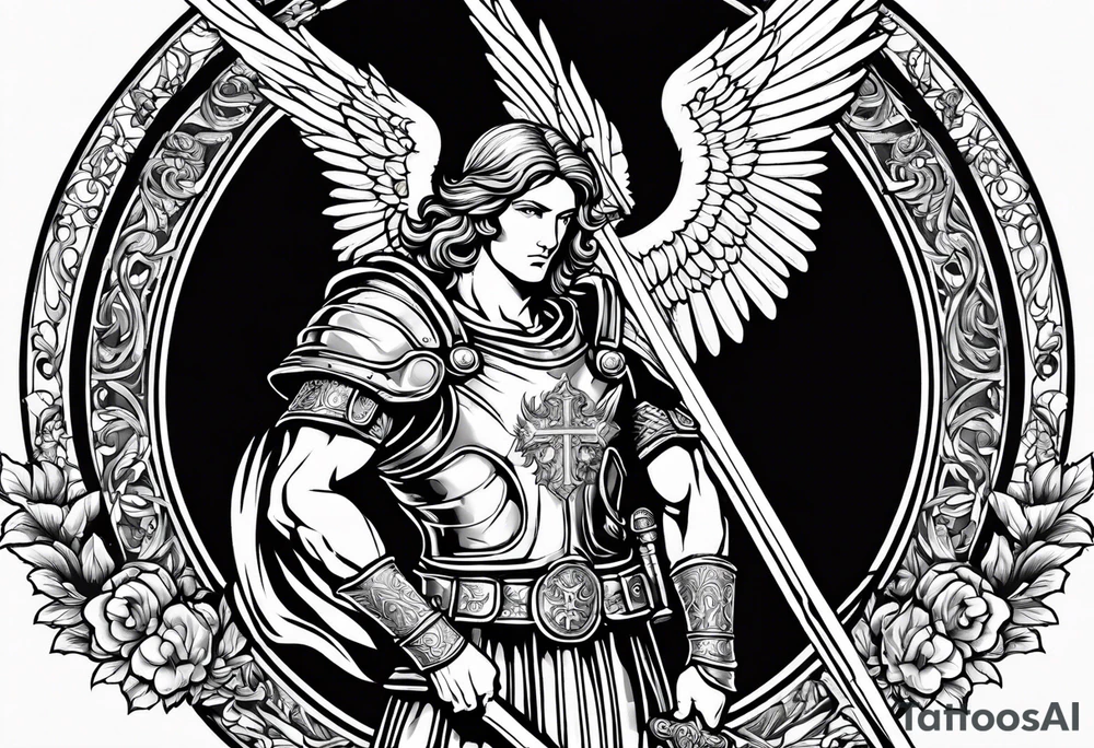 image of st michael the archangel with sword and shieldtattoo tattoo idea