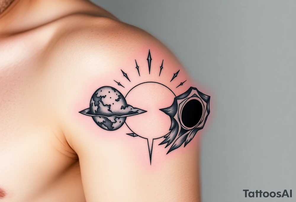 2 different worlds on both sides of a black hole tattoo idea