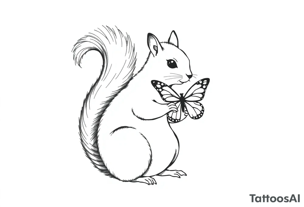 Squirrel holding butterfly tattoo idea