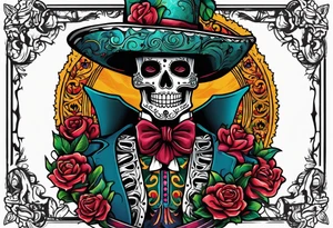 Mexico day of dead  man standing
 skeleton tattoo idea
