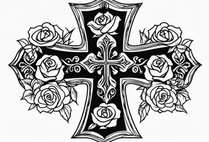 Cross with roses tattoo idea