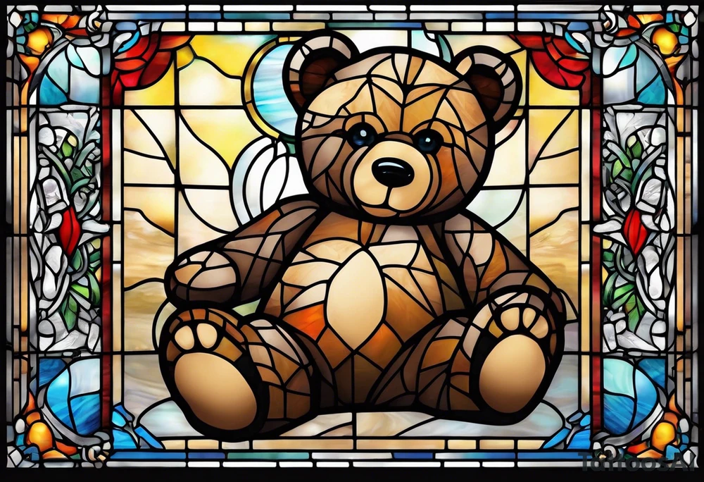 Stained glass Teddy bear tattoo idea