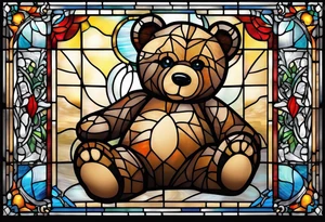 Stained glass Teddy bear tattoo idea
